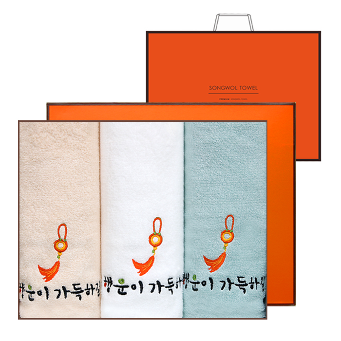 송월 옥행운자수 3매세트+쇼핑백