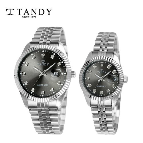 [입점특가][TANDY] 탠디 럭셔리 메탈 그레이 커플 손목시계(스와로브스키 식입) T-3909