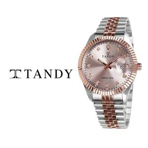 [입점특가][TANDY] 탠디 럭셔리 메탈 로즈골드 손목시계(스와로브스키 식입) T-3909 남성 상품이미지