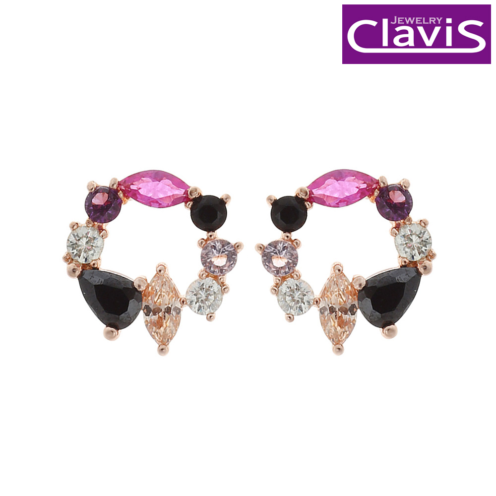 Clavis [클라비스] 14k 트위티 라운드 스터드 귀걸이 CL14kp EGP052