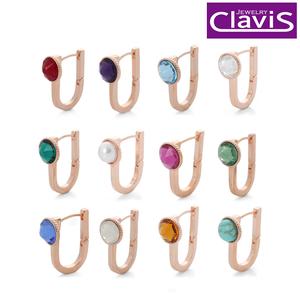 Clavis [클라비스] 14k 스와로브스키 탄생석 귀걸이 CL14kp EGP126 상품이미지