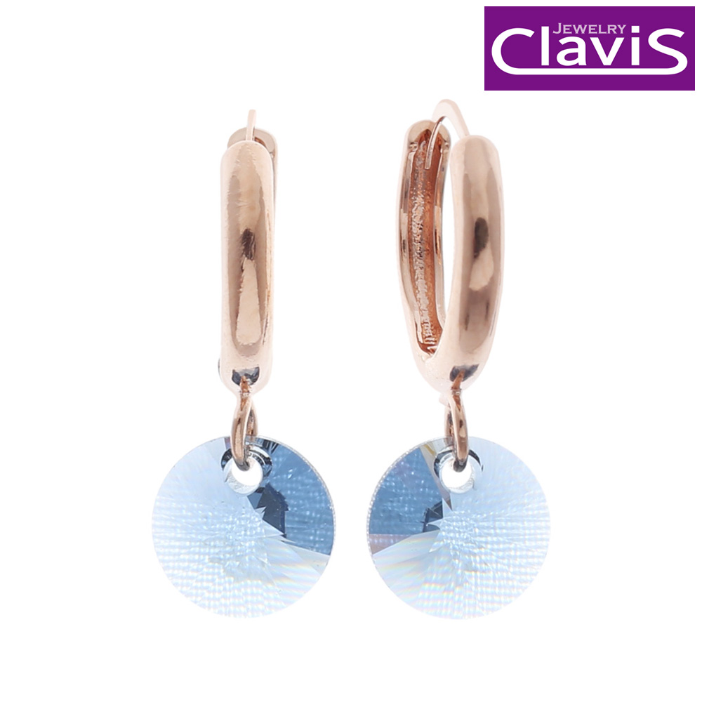 Clavis [클라비스] 14k 스와로브스키 8mm 데님블루 원터치 귀걸이 CL14kp EGP088