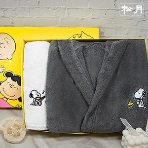 송월 스누피 어린이 샤워가운&심플무지 수건 선물세트(쇼핑백) 상품이미지