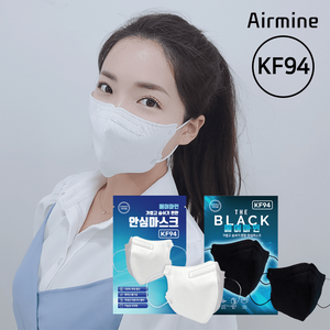 에어마인 KF94 새부리형 마스크 써멀본드 안감 화이트/블랙 대형 50매입 상품이미지