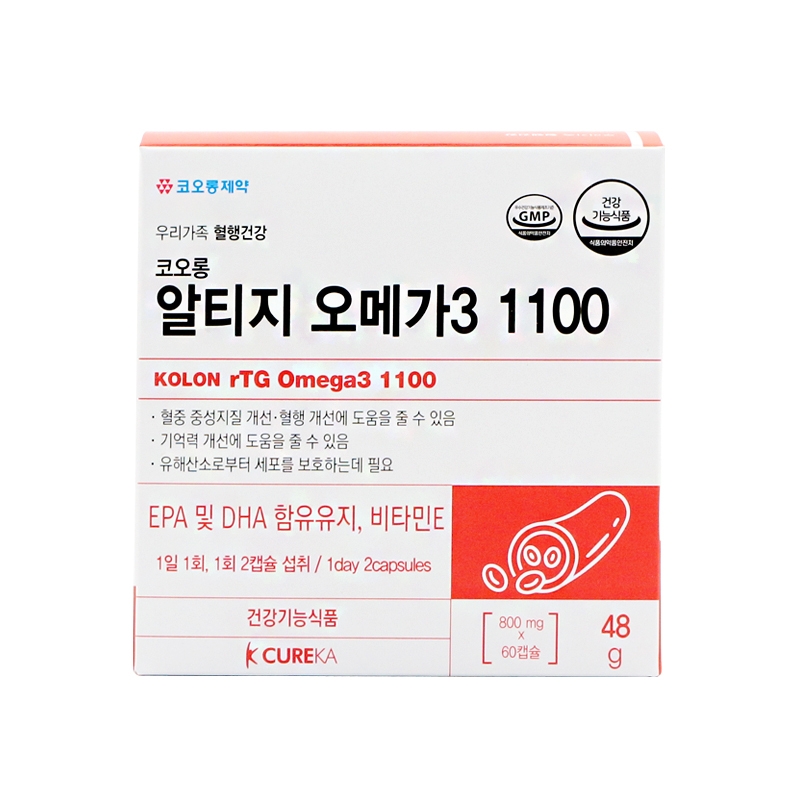 코오롱제약 큐레카 알티지오메가3 1100 60캡슐(1개월분)