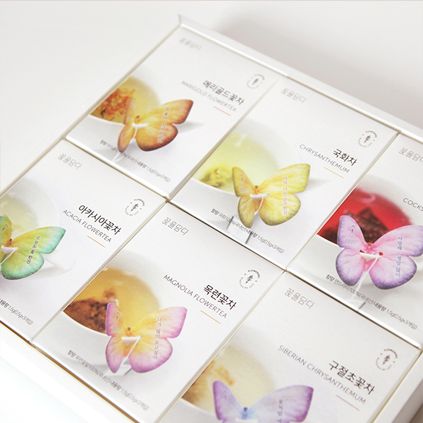 [꽃을담다] 나비 티백 6종 선물 세트 + 쇼핑백