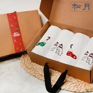 [송월타올] 크리스마스 스노우 4매 선물세트(크라프트+띠지) 상품이미지