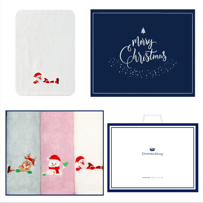 [송월타올] 뱀부얀 크리스마스 러블리 3매선물세트(쇼핑백) 기념수건 답례품