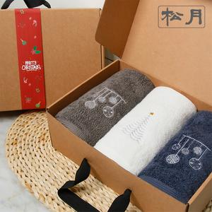 [송월타올] 크리스마스 징글벨 3매 선물세트(크라프트+띠지) 상품이미지