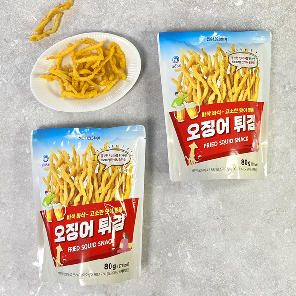 [수산곳간] 크리스피 오징어 튀김 스낵 80g, 3봉/6봉