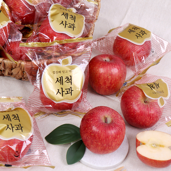 [프리팜] 껍질째 먹는 아삭달콤한 세척 사과 2.5kg(박스)