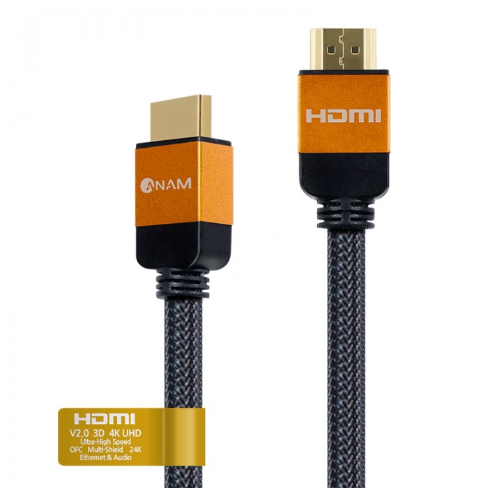 아남 프리미엄 HDMI 2.0 골드 메탈 케이블 ACH-AA20M1 