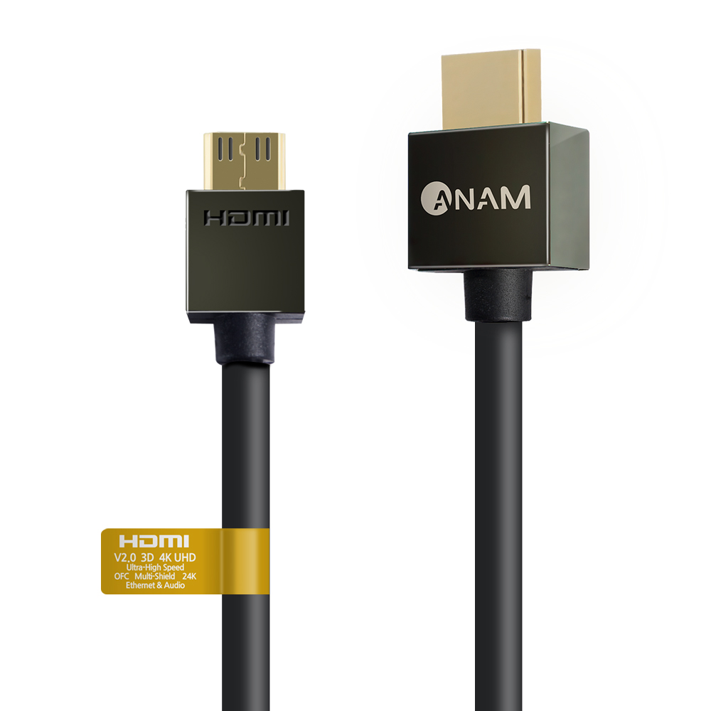 아남 슬림 HDMI to Mini HDMI 2.0 다크그레이 메탈 케이블 ACH-AMN30S2