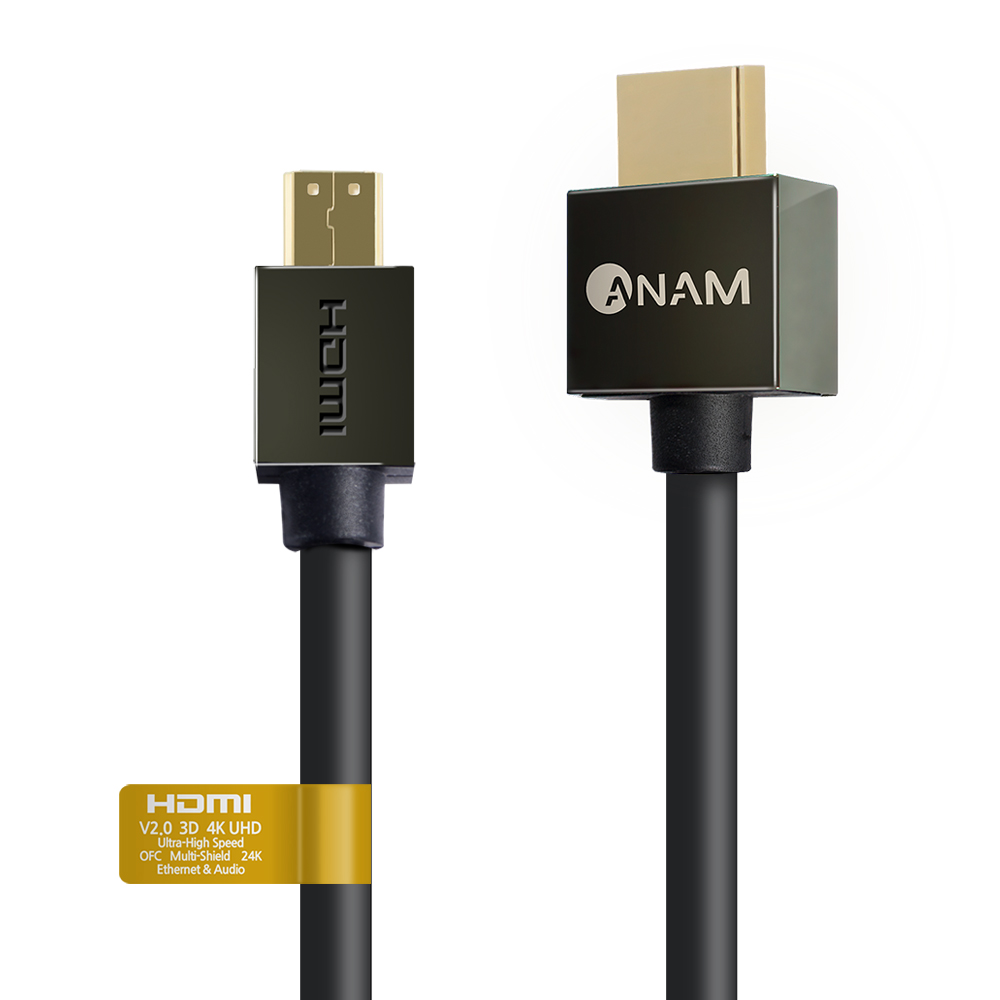 아남 슬림 HDMI to Micro HDMI 2.0 다크그레이 메탈 케이블 ACH-AMC15S3