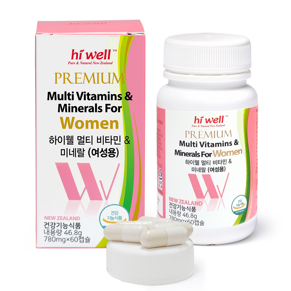 하이웰 여성용 멀티 비타민 미네랄 종합 영양제 780mg x 60캡슐 (2개월분)