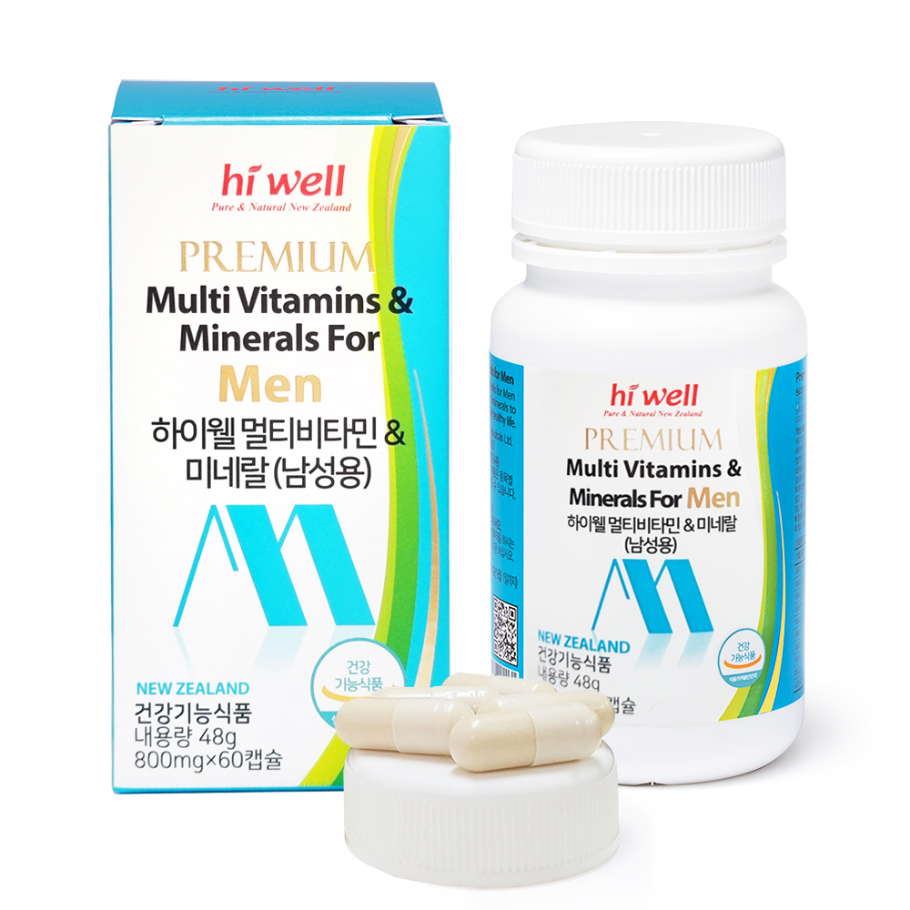 하이웰 남성용 멀티 비타민 미네랄 종합 영양제 800mg x 60캡슐 (2개월분)