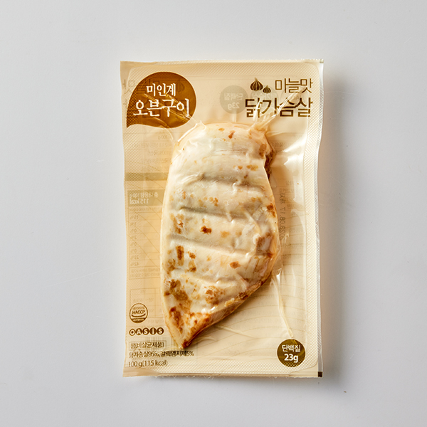 [냉동/대량] 미인계 닭가슴살 오븐 마늘맛  (100g x 30개)