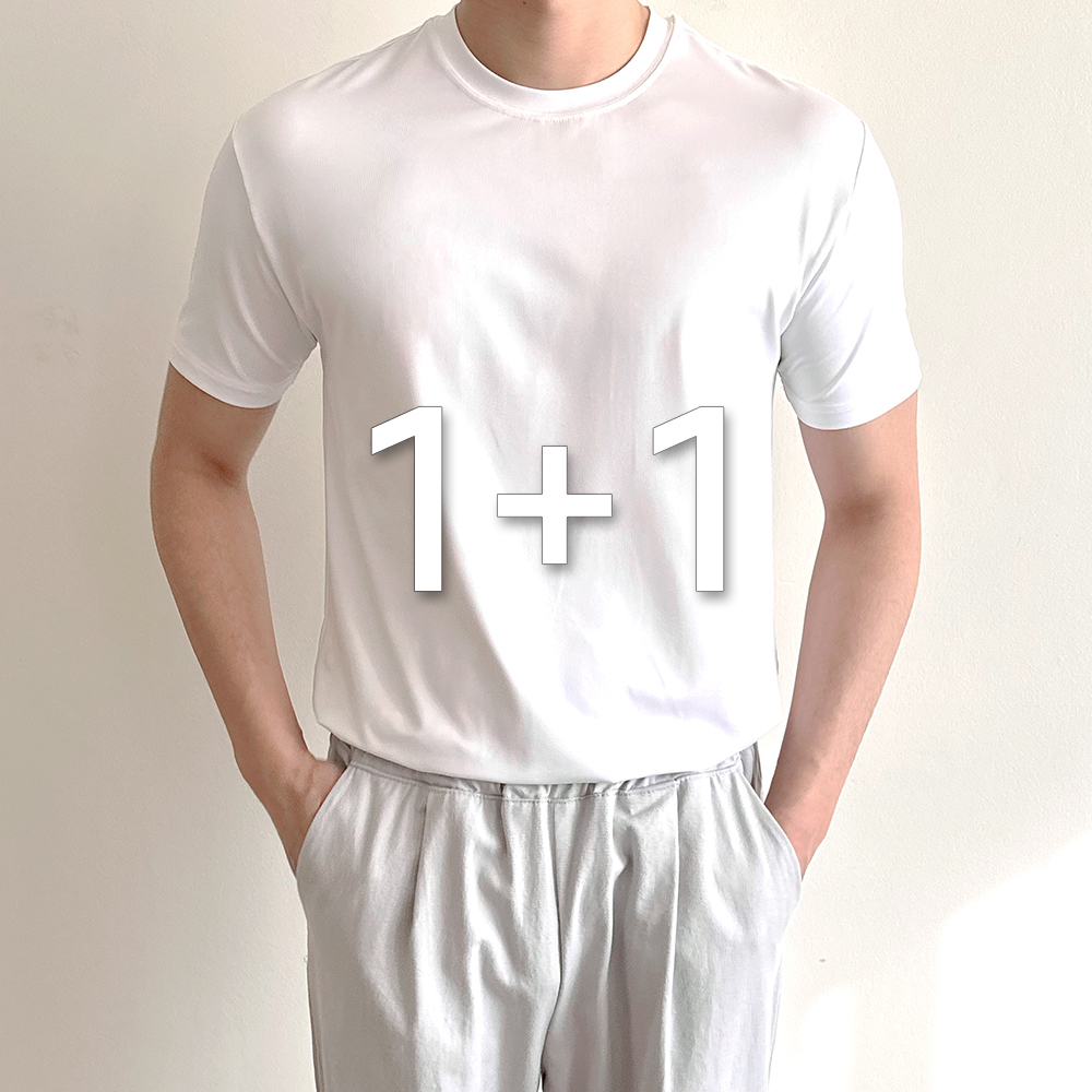 티짱 에어테크 머슬핏 무지 1+1 2장 묶음 반팔 티셔츠 빅사이즈 여름 라운드넥 티셔츠 쿨티