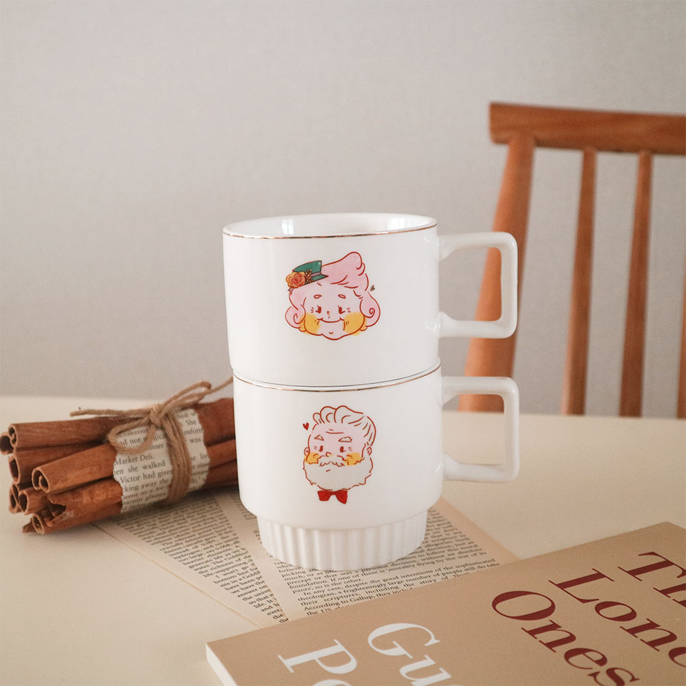 파피마미 도자기 디자인 접시 + 머그컵 세트 + 선물박스