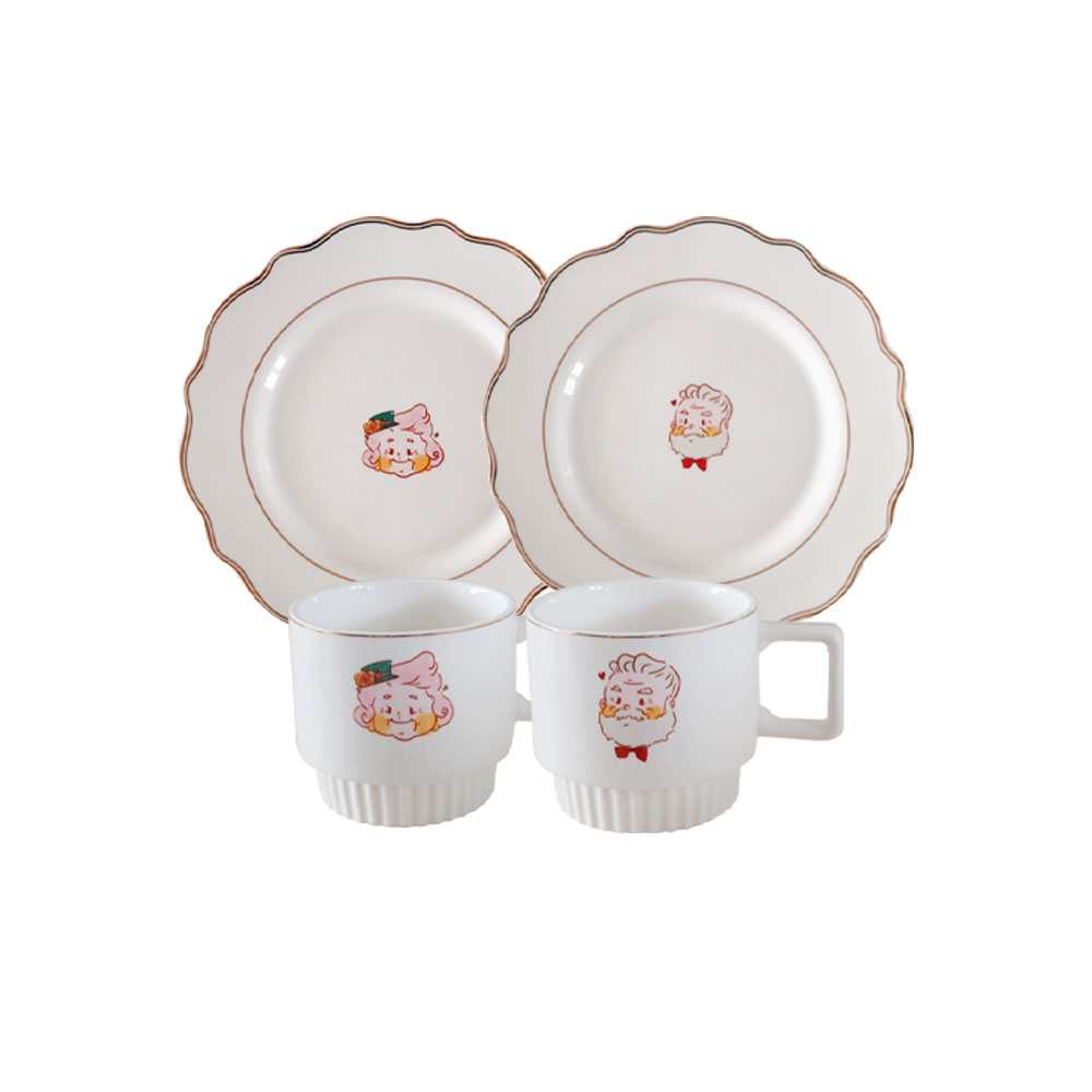 파피마미 도자기 디자인 접시 + 머그컵 세트 + 선물박스
