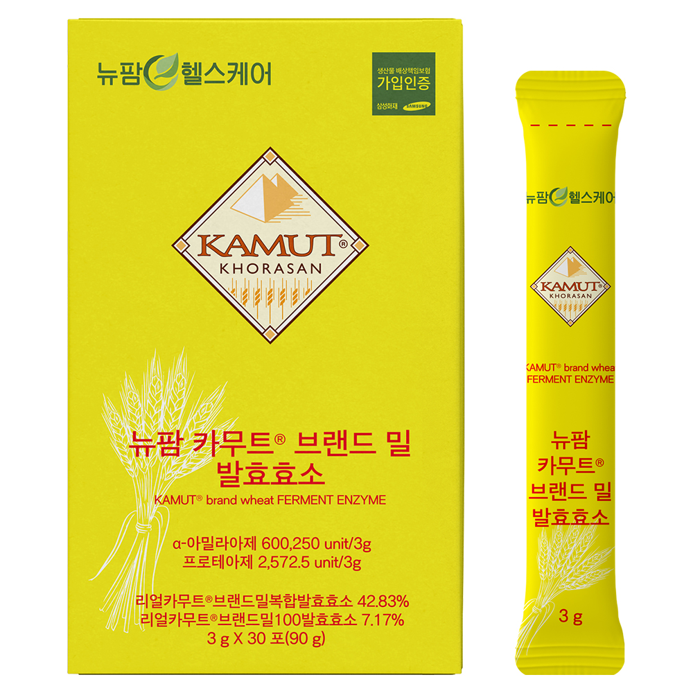뉴팜 카무트 브랜드 밀 발효효소 3gx30포 (90g)